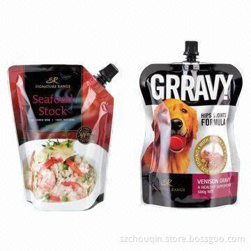 Plastic Spout Bags for Pet Food, Like Dogs, Cats, Fish, Birds, Long Shelf Time, High Barrier
